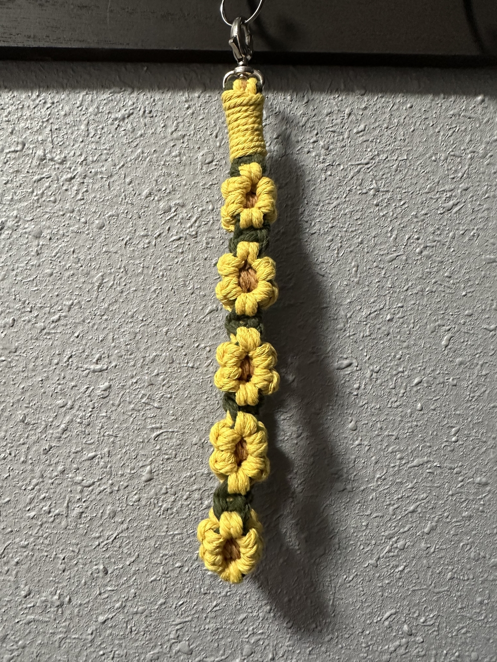 Handmade Yellow Flower Macrame Keychain